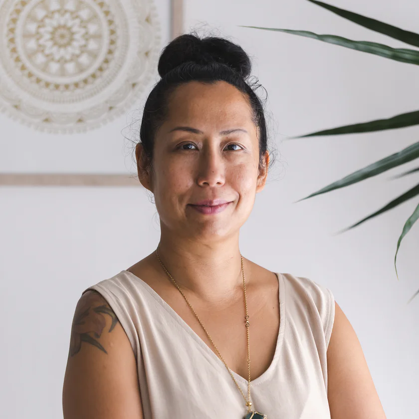 Vanessa Fernandez, head and shoulders, in her studio